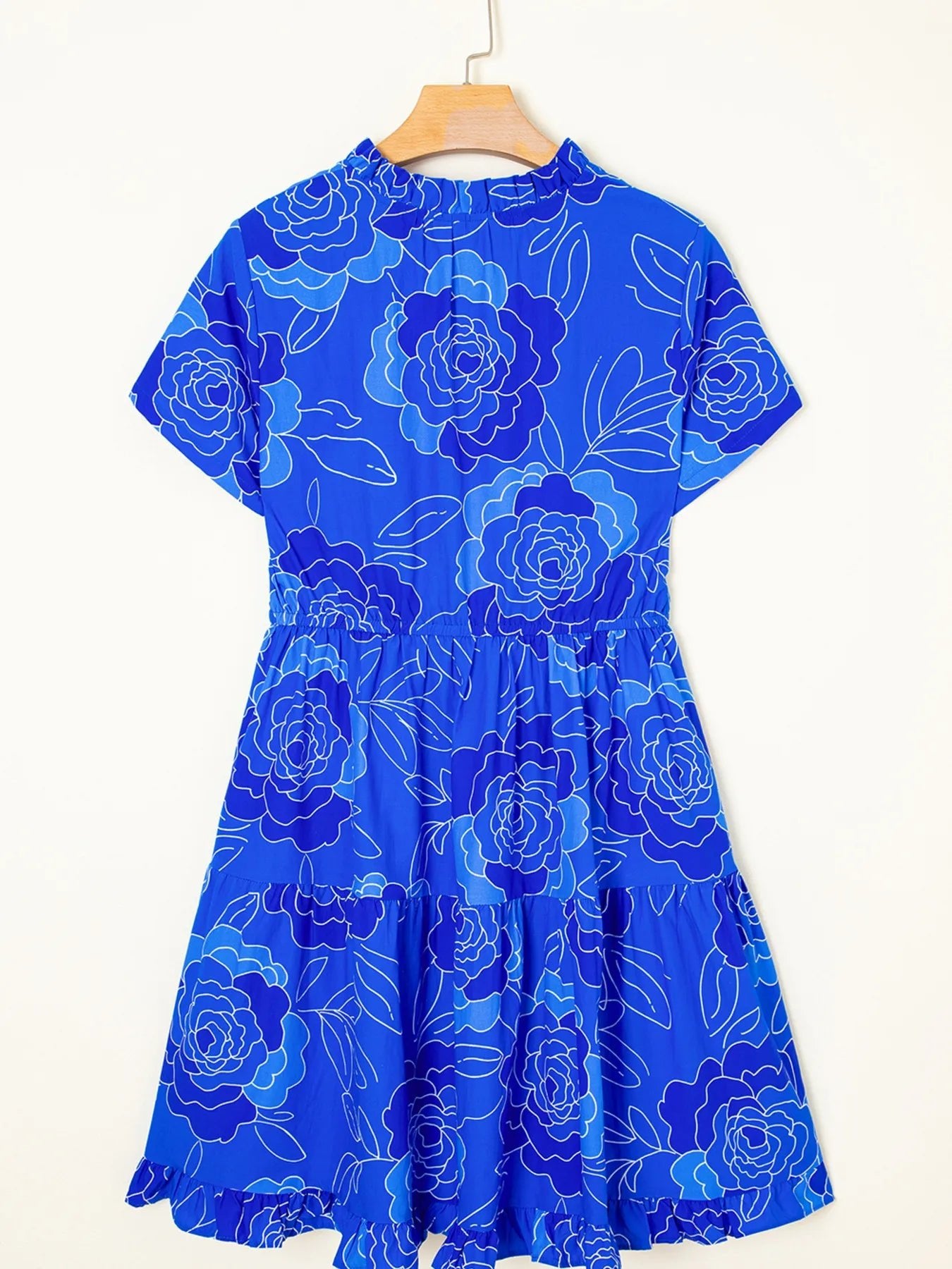 Ruffled Hem Short Sleeve Flowy Mini Dress - Lookzlike