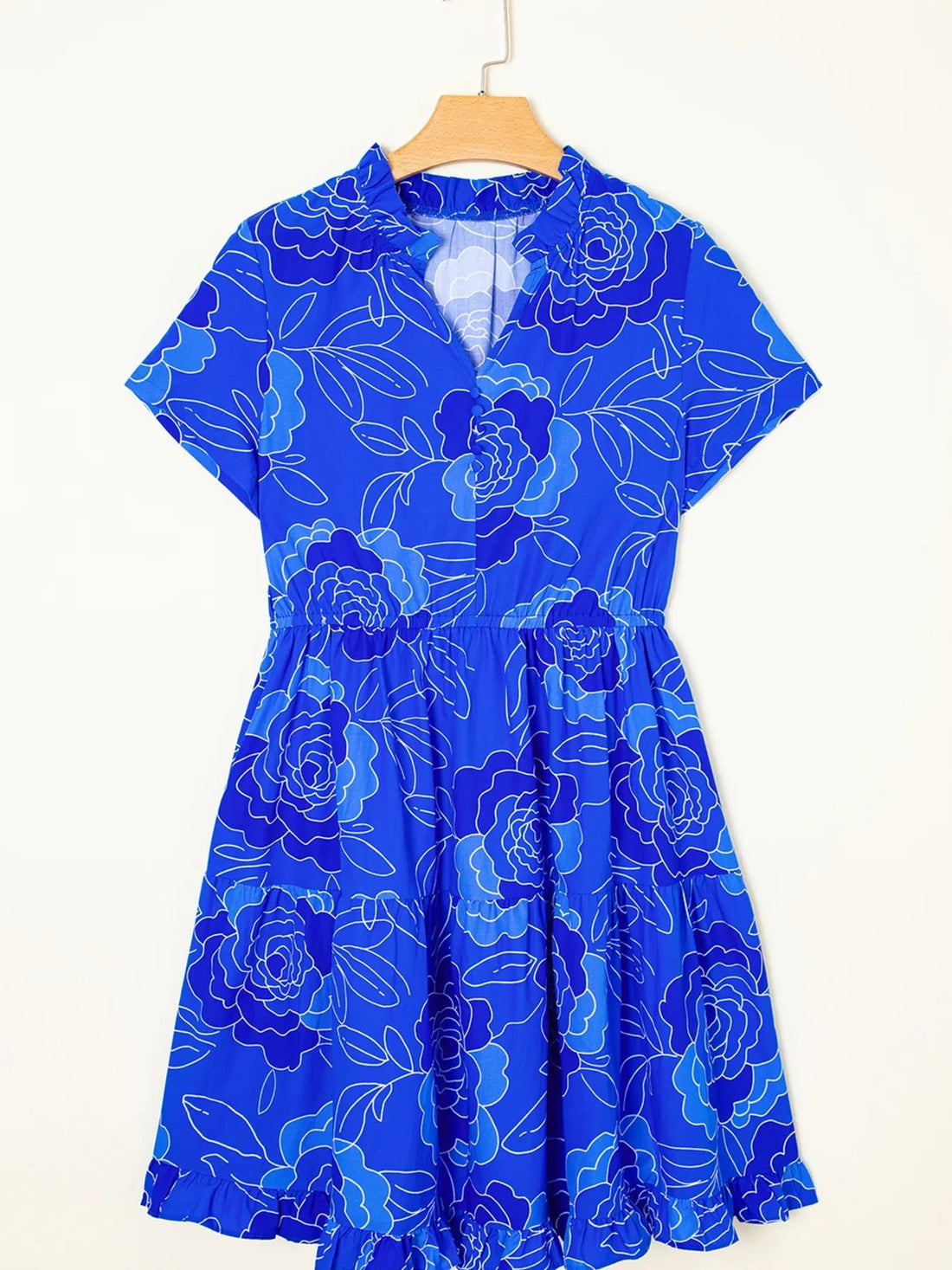 Ruffled Hem Short Sleeve Flowy Mini Dress - Lookzlike