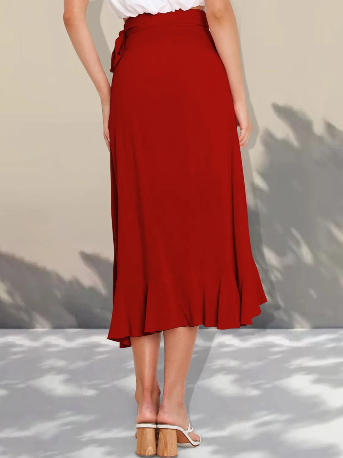 Ruffled Hem Tied Skirt - Lookzlike
