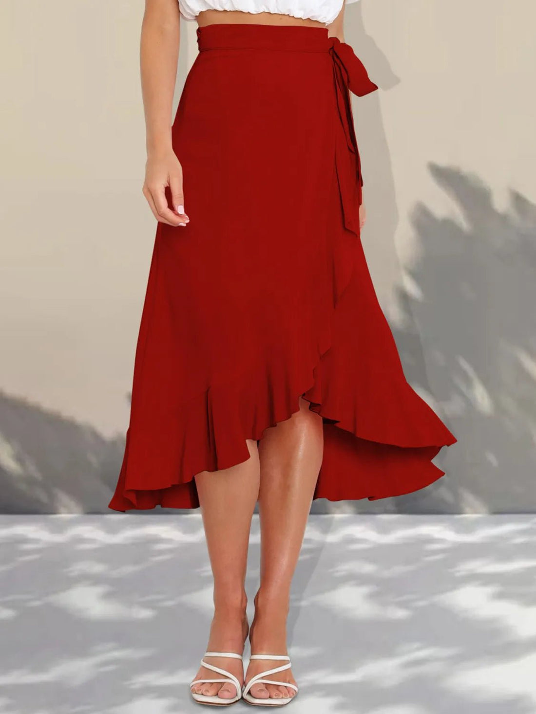 Ruffled Hem Tied Skirt - Lookzlike