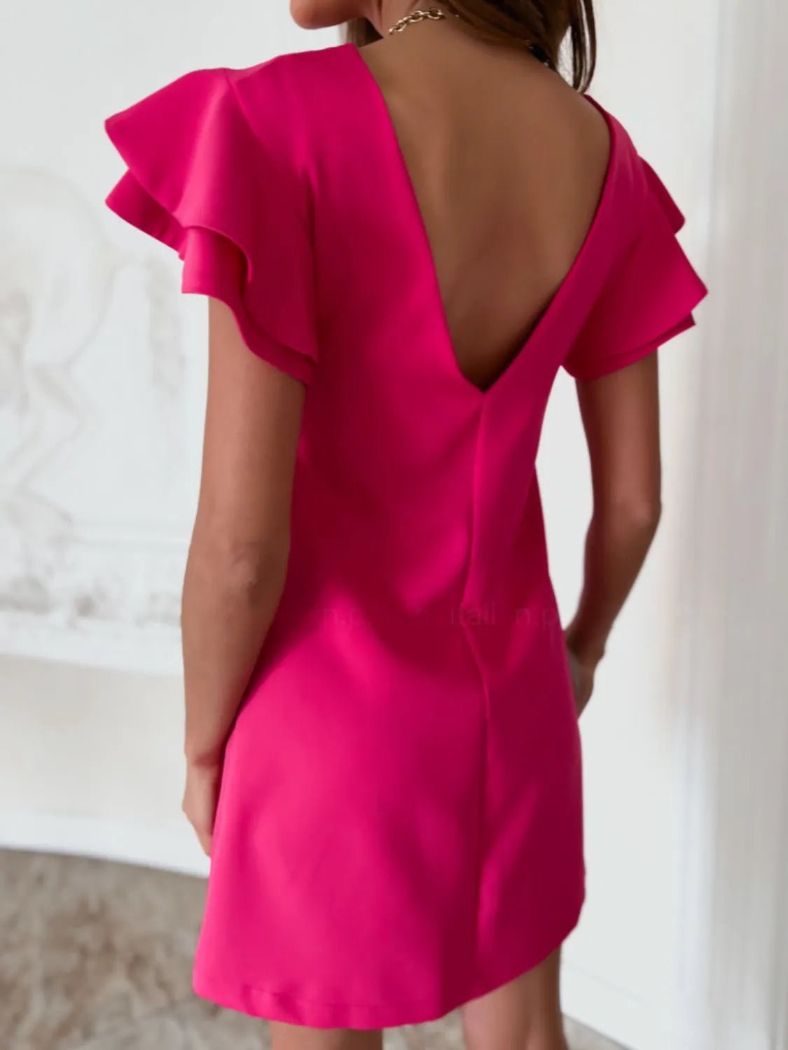 Ruffled Layered Short Sleeve Mini Dress - Lookzlike