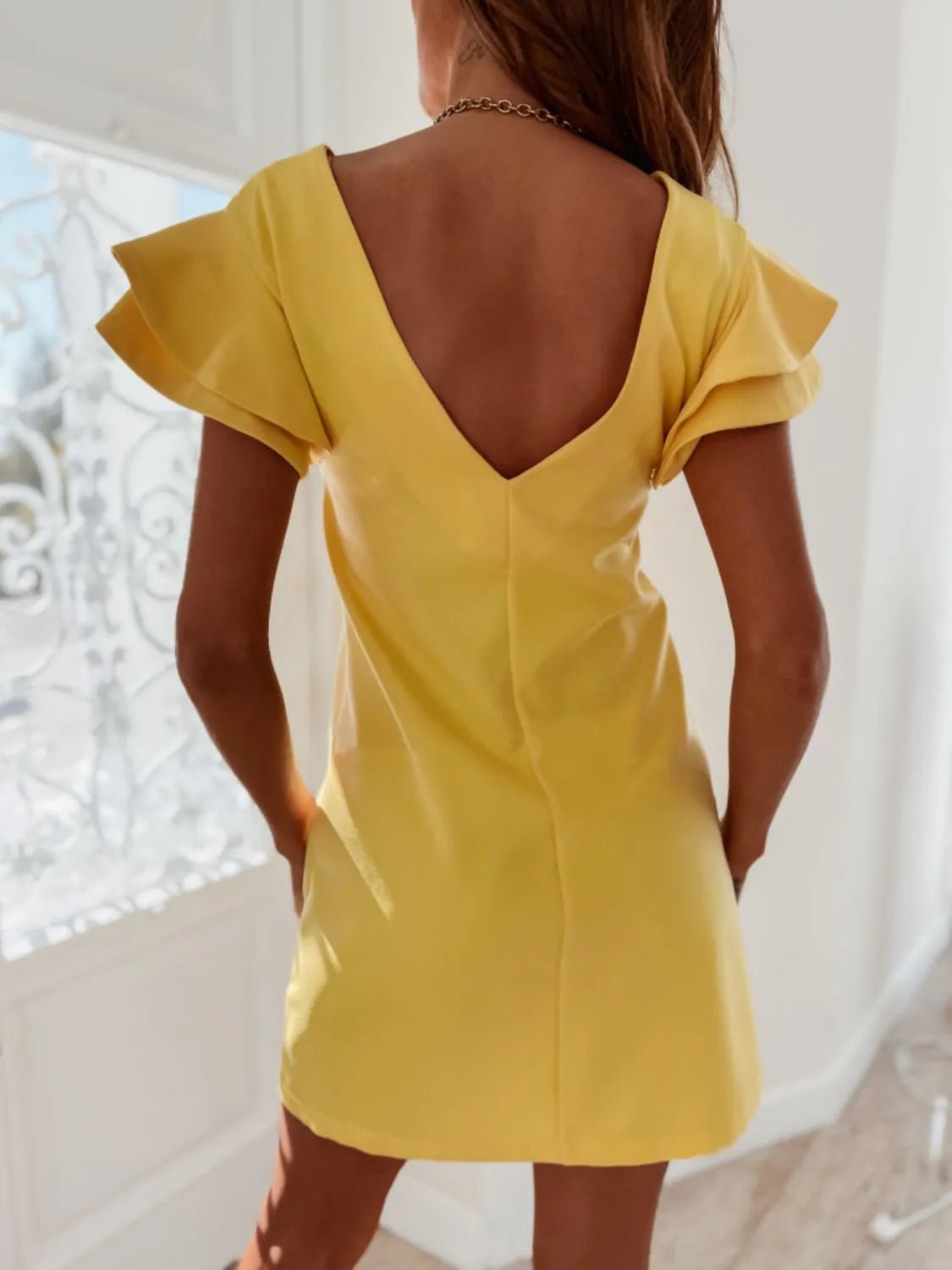 Ruffled Layered Short Sleeve Mini Dress - Lookzlike