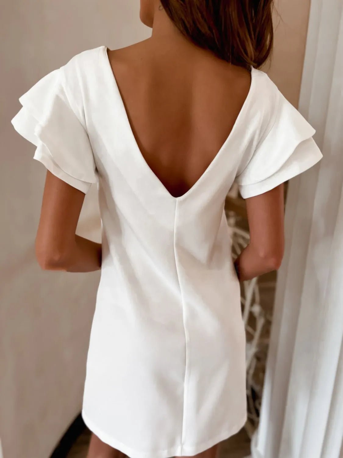 Ruffled Layered Short Sleeve Mini Dress - Lookzlike