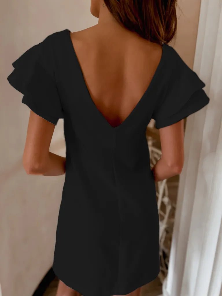 Ruffled Layered Short Sleeve Mini Dress - Lookzlike