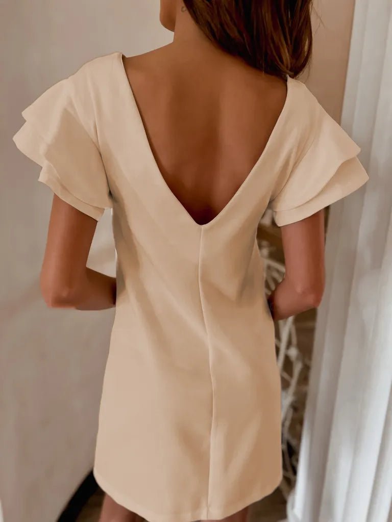 Ruffled Layered Short Sleeve Mini Dress - Lookzlike