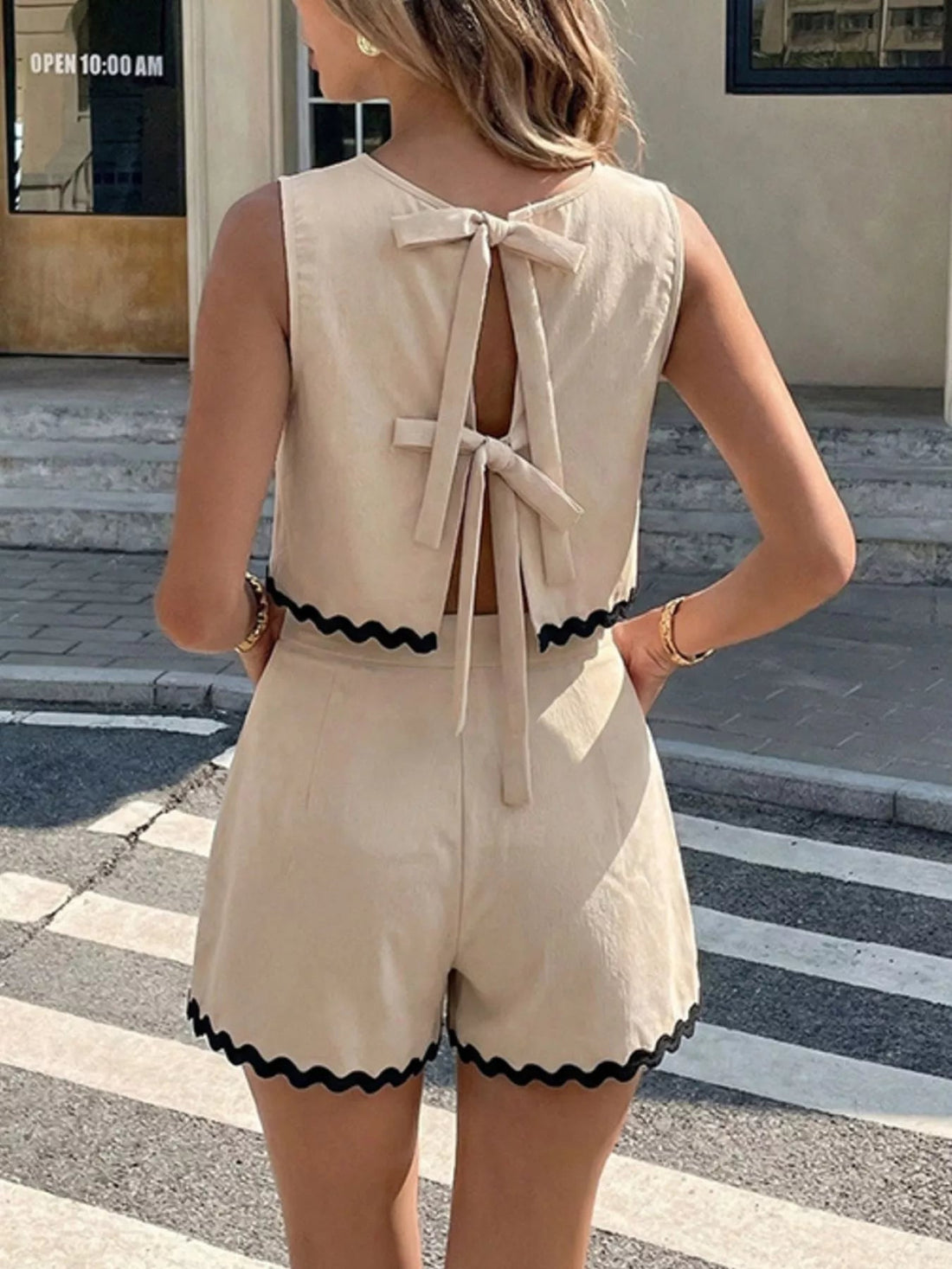 Scalloped Trim Tank and Shorts Set designed for comfort and style at Lookzlike