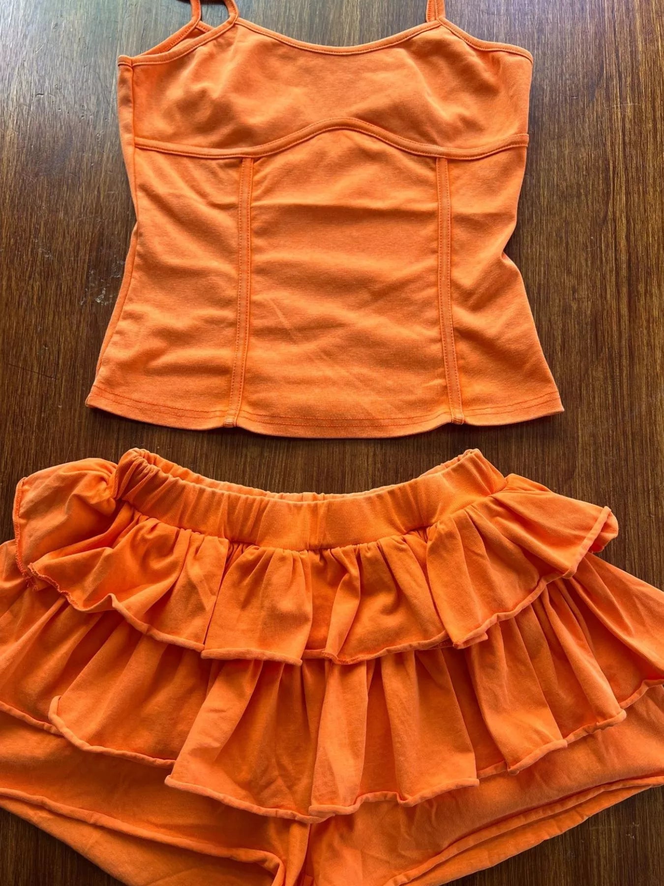 Scoop Neck Cami and Ruffled Skirt Set designed for comfort and style at Lookzlike