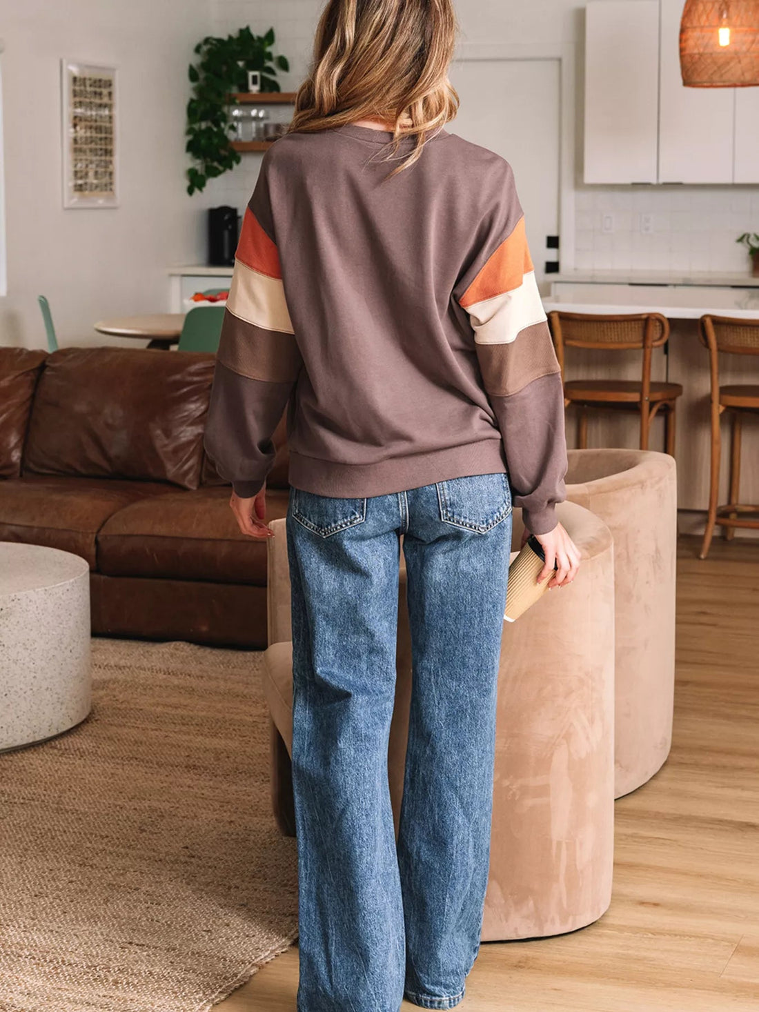 Sequin Bow Pumpkin Round Neck Sweatshirt designed for comfort and style at Lookzlike