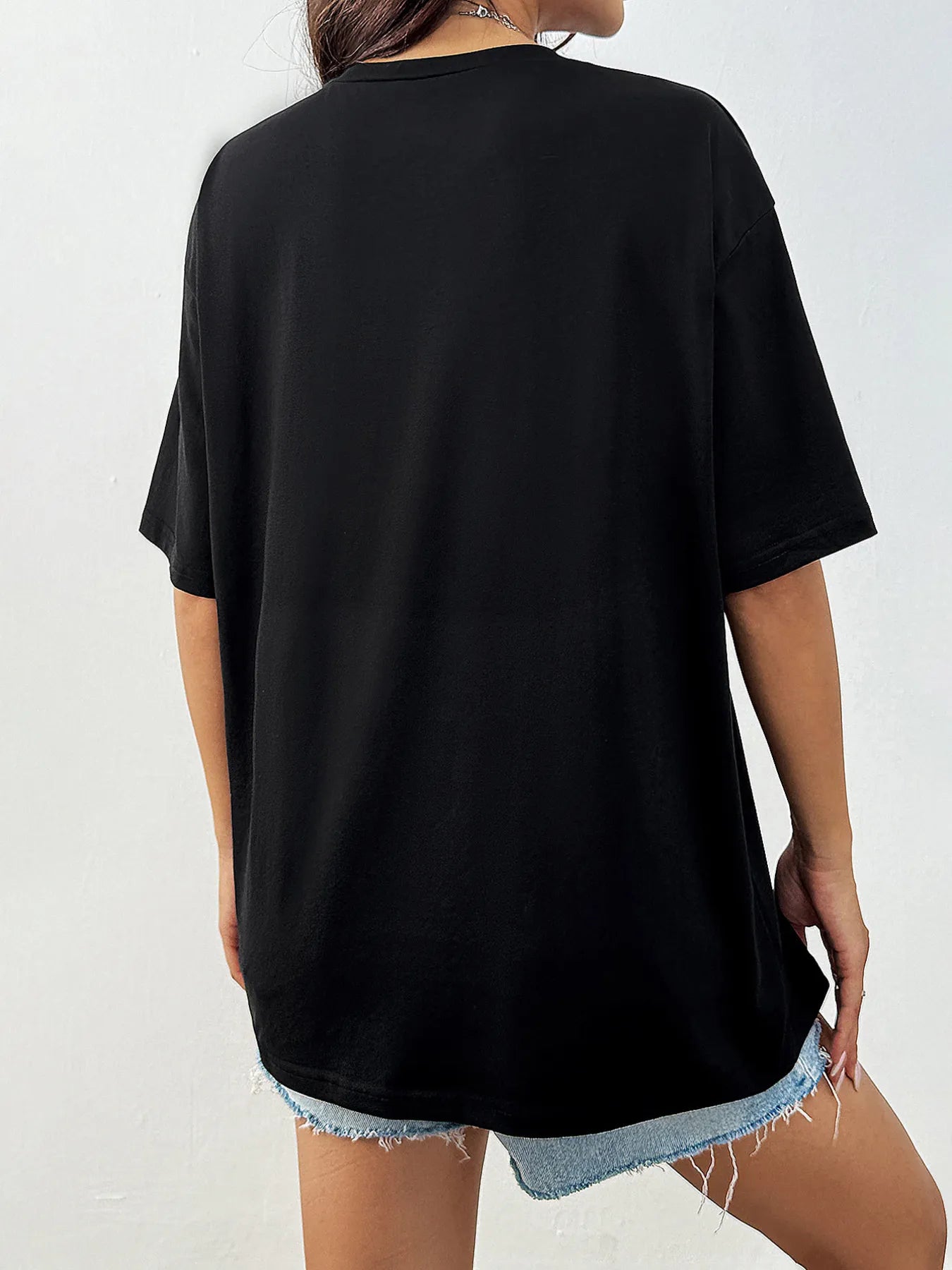 Sequin Bow Round Neck Short Sleeve T-Shirt - Lookzlike