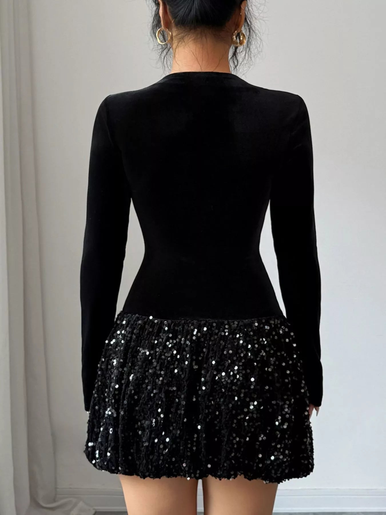 Sequin Long Sleeve Mini Dress designed for comfort and style at Lookzlike