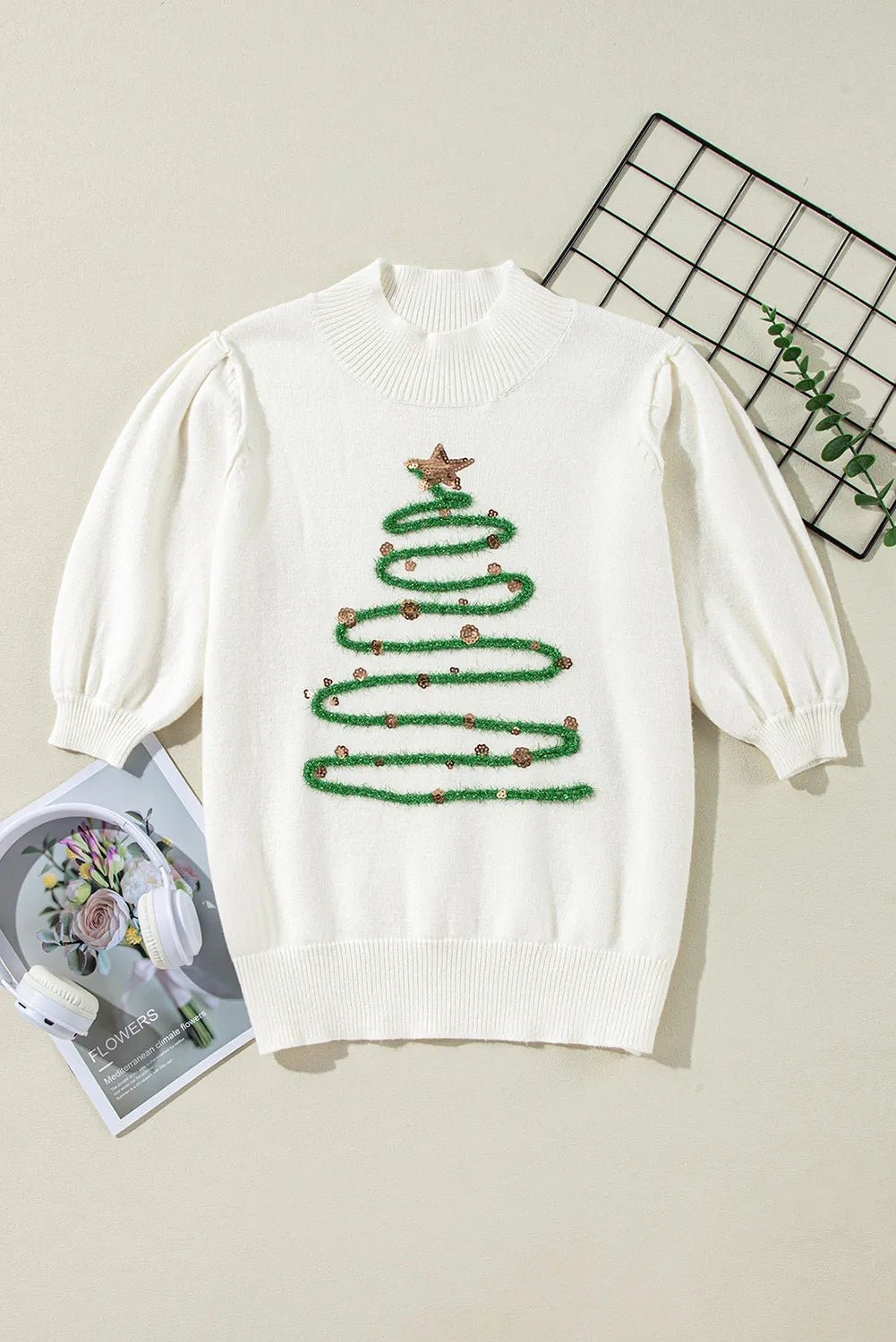 Sequin Mock Neck Short Sleeve Sweater designed for comfort and style at Lookzlike