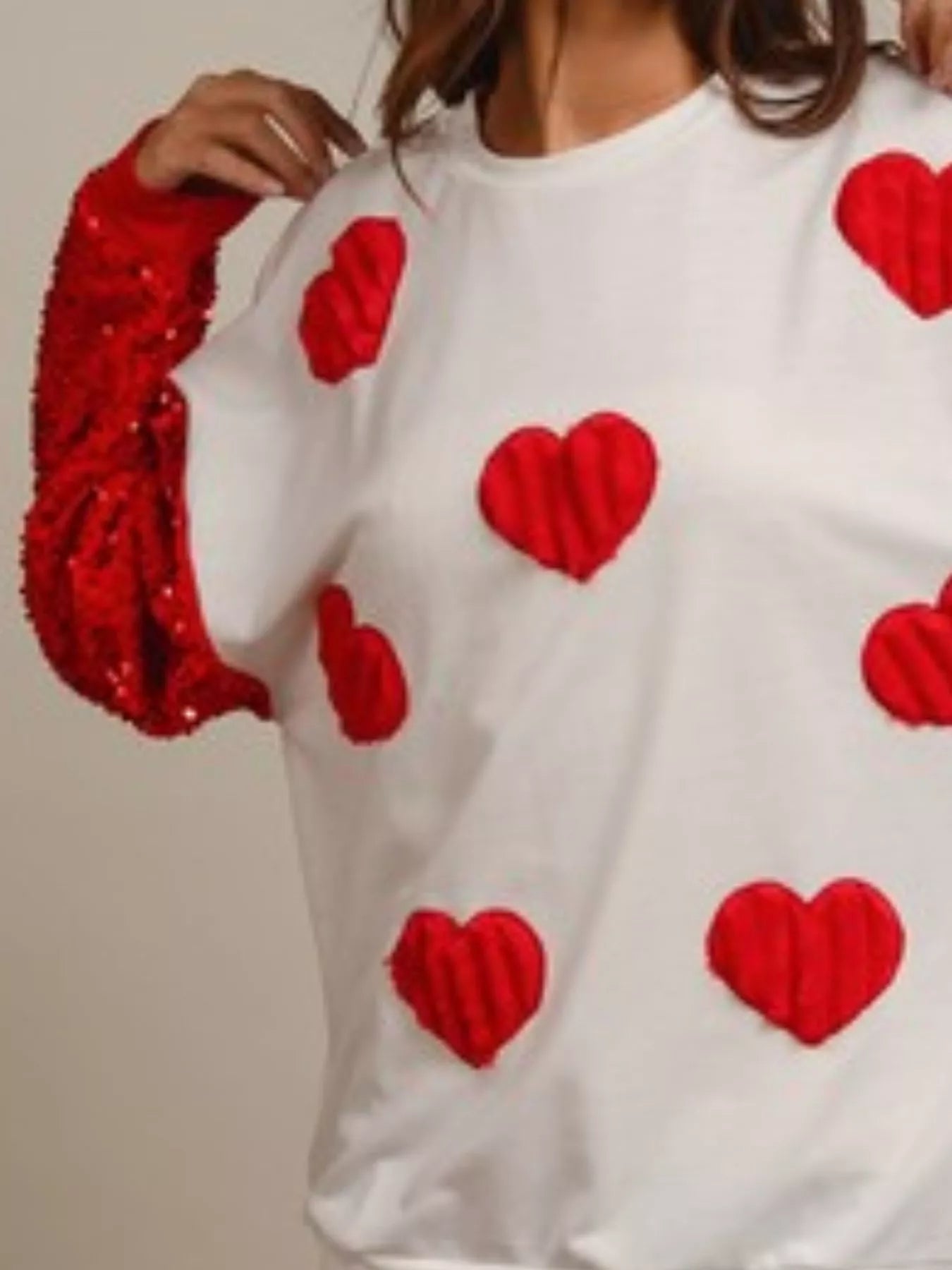 Sequin Round Neck Long Sleeve Sweatshirt designed for comfort and style at Lookzlike