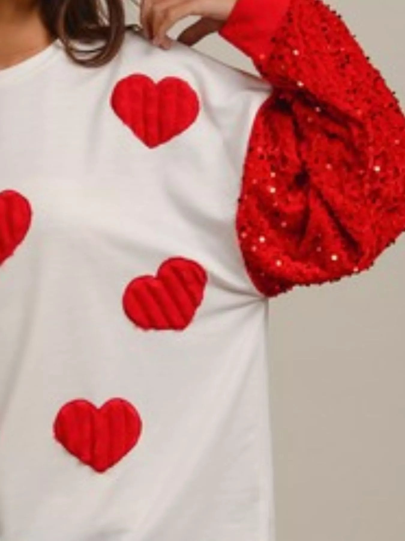 Sequin Round Neck Long Sleeve Sweatshirt designed for comfort and style at Lookzlike