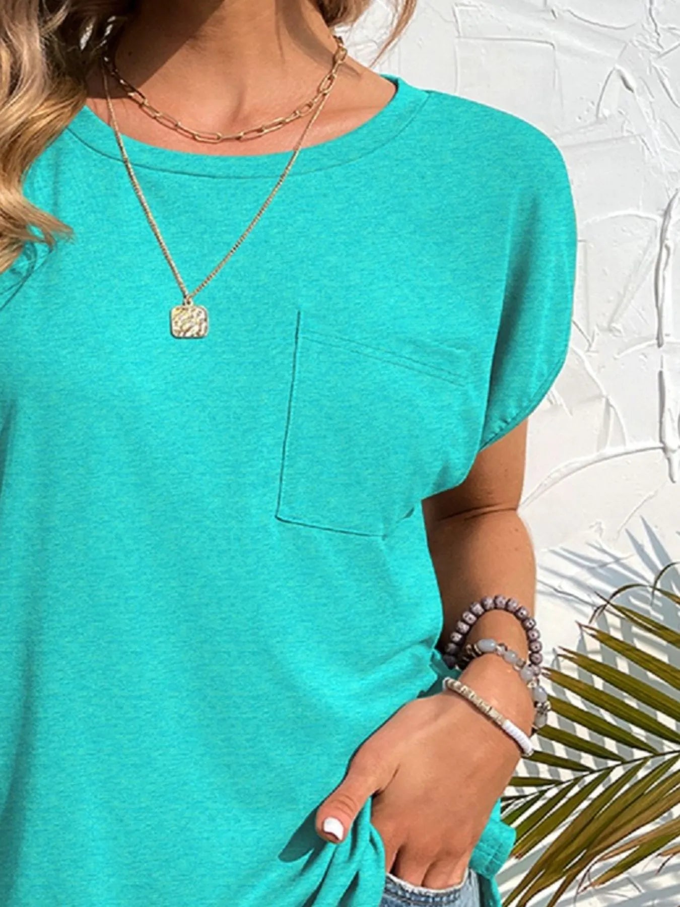 Side Slit Round Neck T-Shirt - Lookzlike