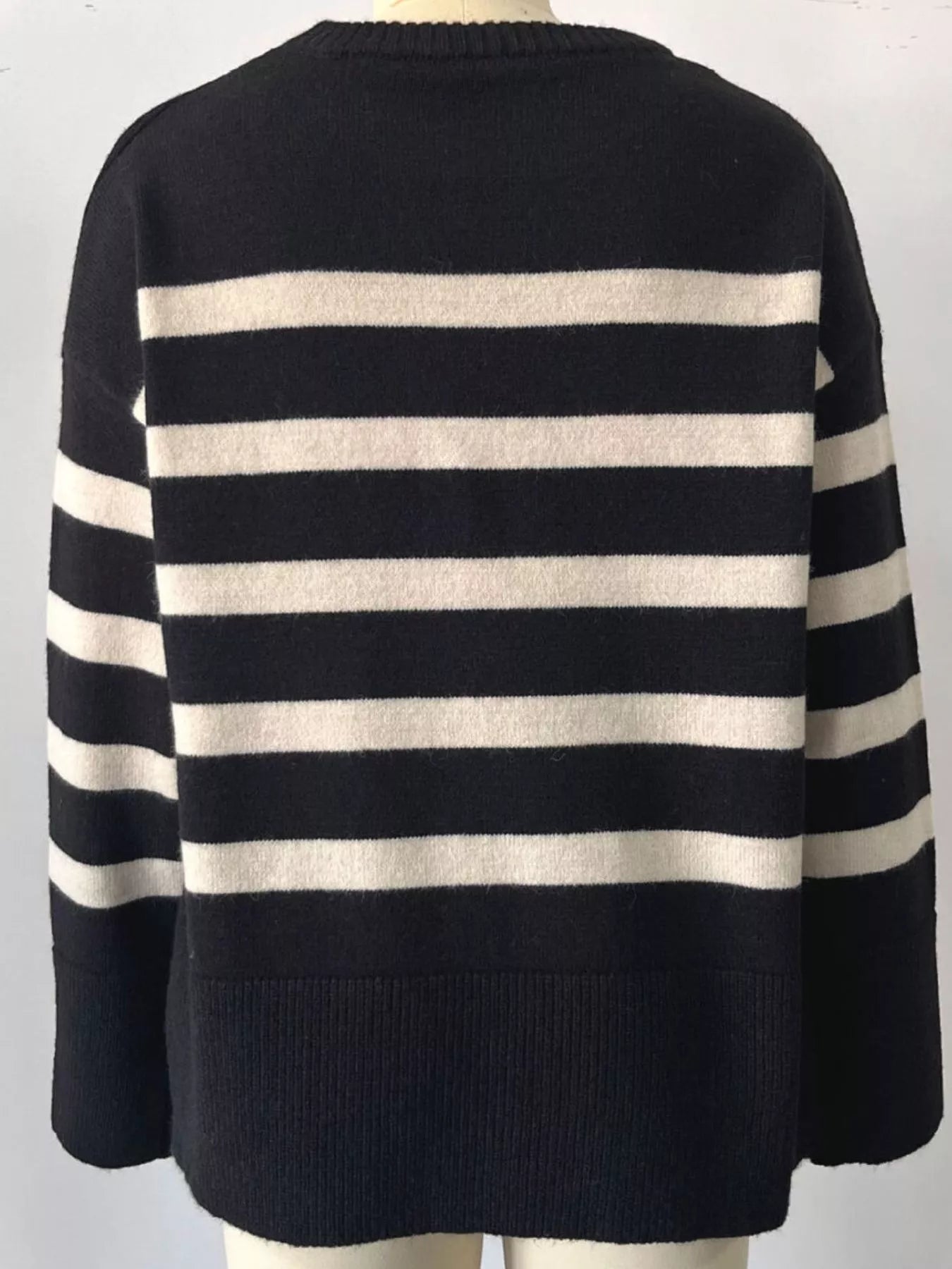 Side Slit Striped Oversized Knit Sweater designed for comfort and style at Lookzlike