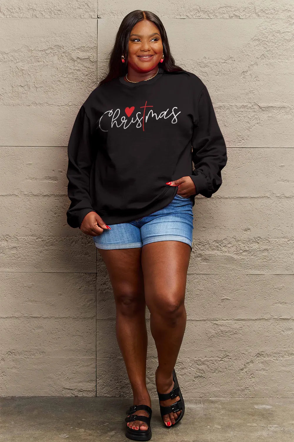 Simply Love Full Size CHRISTMAS Long Sleeve Sweatshirt - Lookzlike