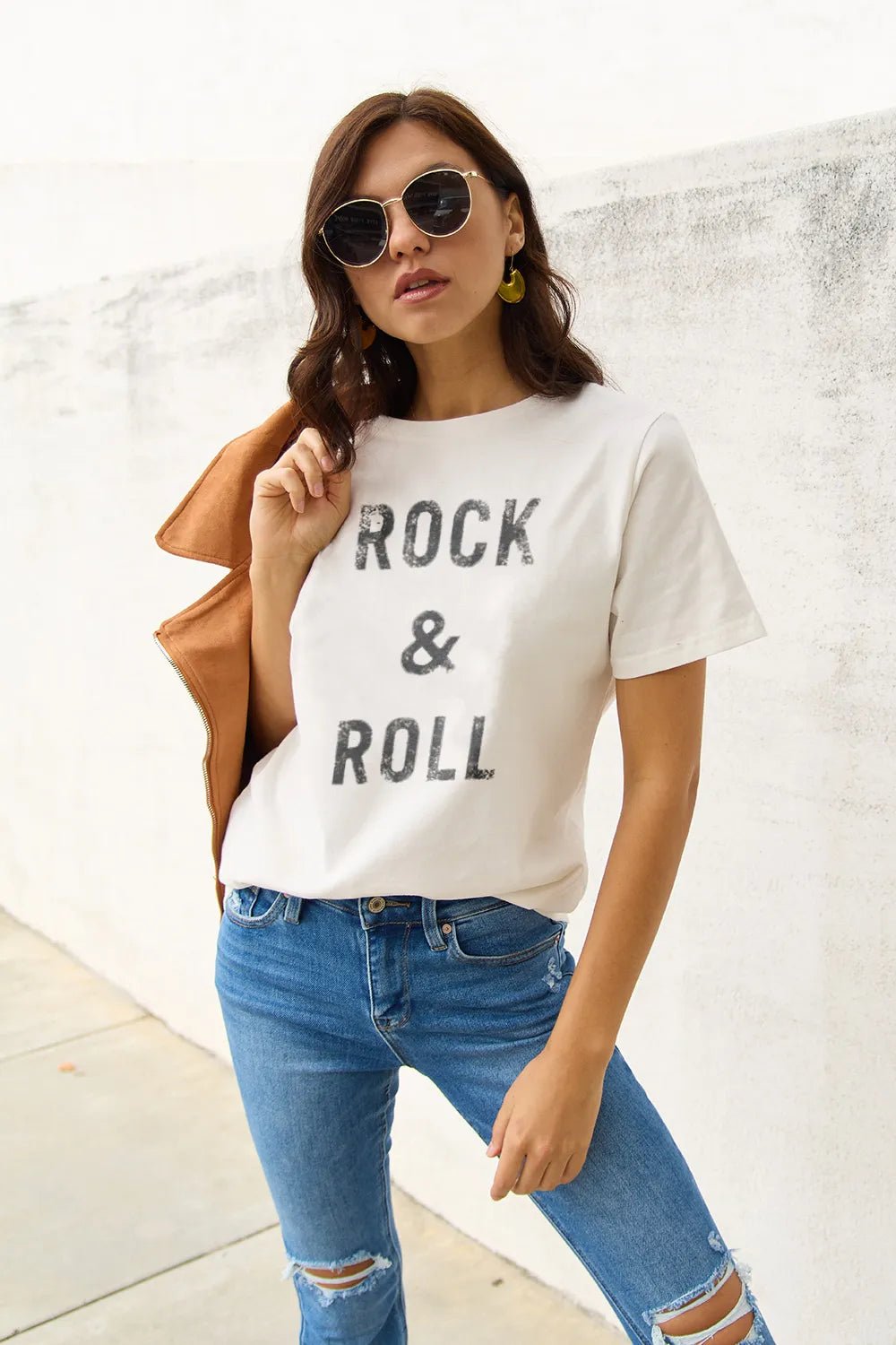 Simply Love Full Size ROCK & ROLL Short Sleeve T-Shirt - Lookzlike