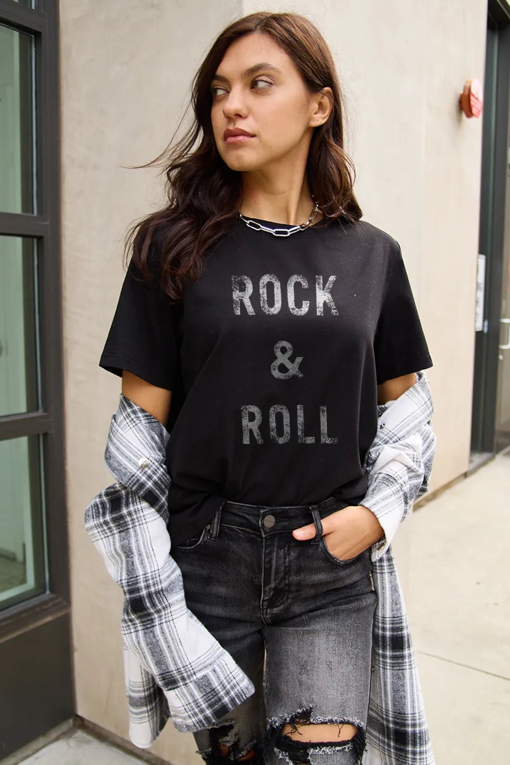 Simply Love Full Size ROCK & ROLL Short Sleeve T-Shirt - Lookzlike