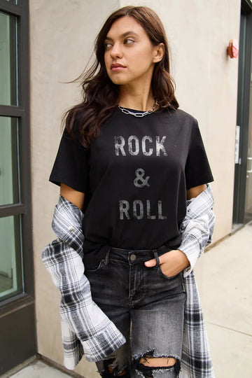 Simply Love Full Size ROCK & ROLL Short Sleeve T-Shirt - Lookzlike