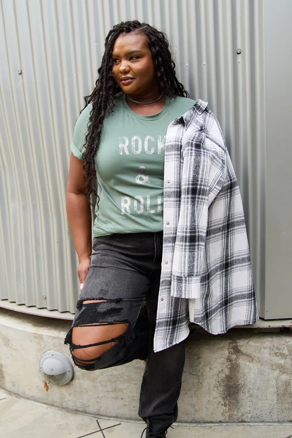 Simply Love Full Size ROCK & ROLL Short Sleeve T-Shirt - Lookzlike
