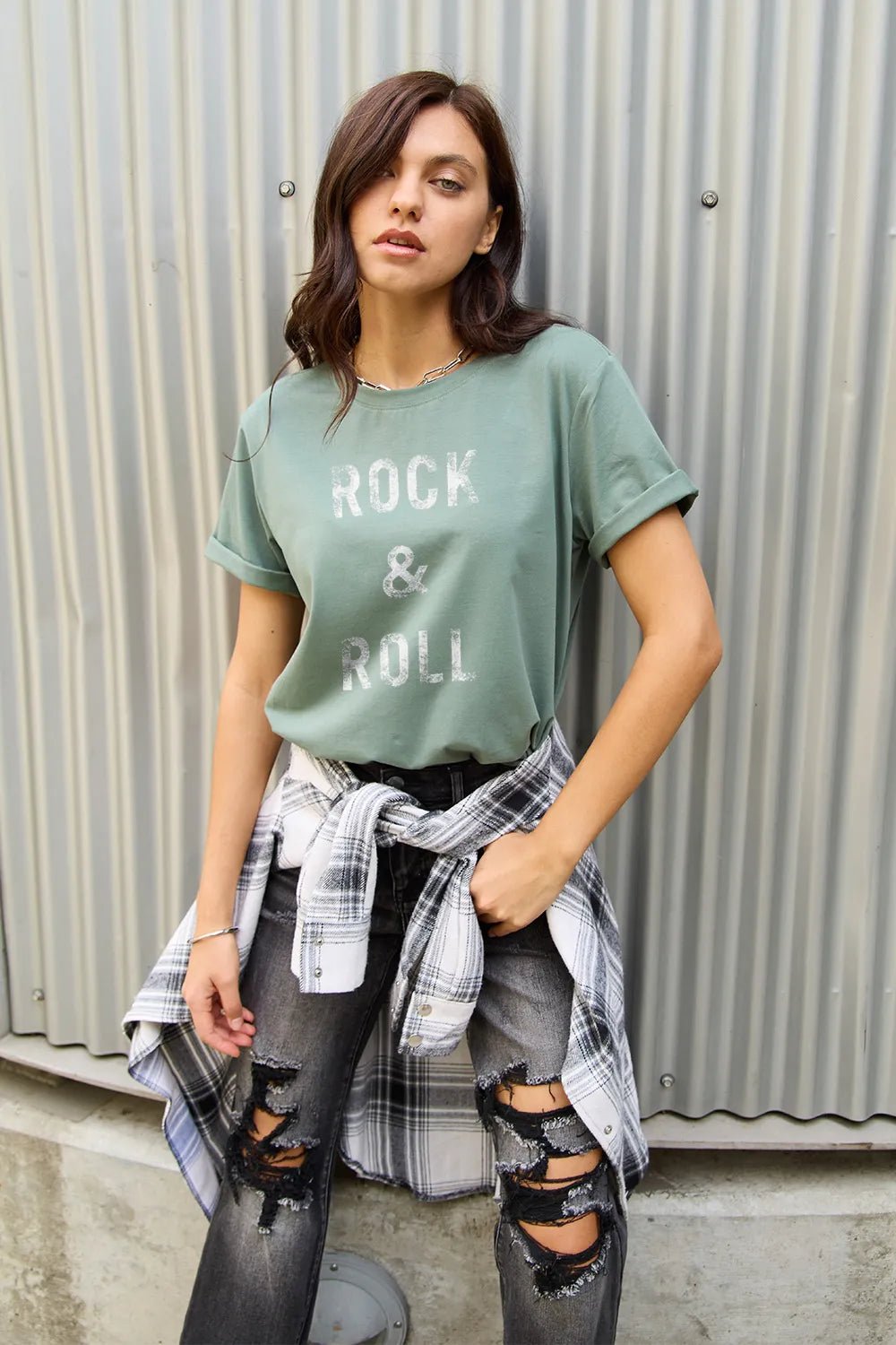 Simply Love Full Size ROCK & ROLL Short Sleeve T-Shirt - Lookzlike