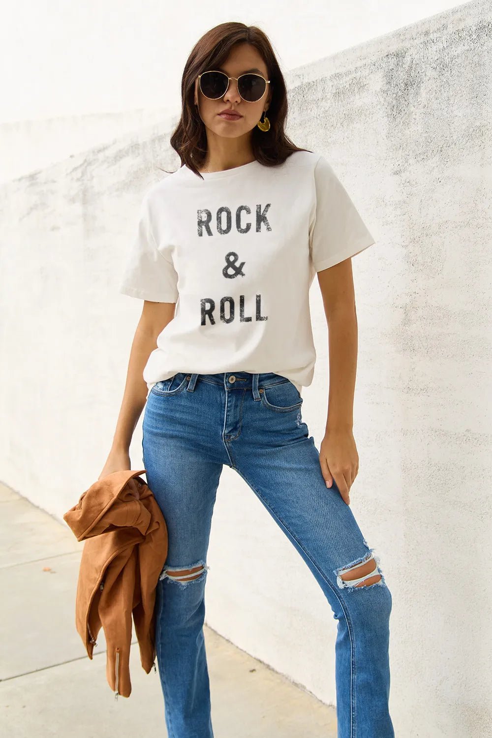 Simply Love Full Size ROCK & ROLL Short Sleeve T-Shirt - Lookzlike