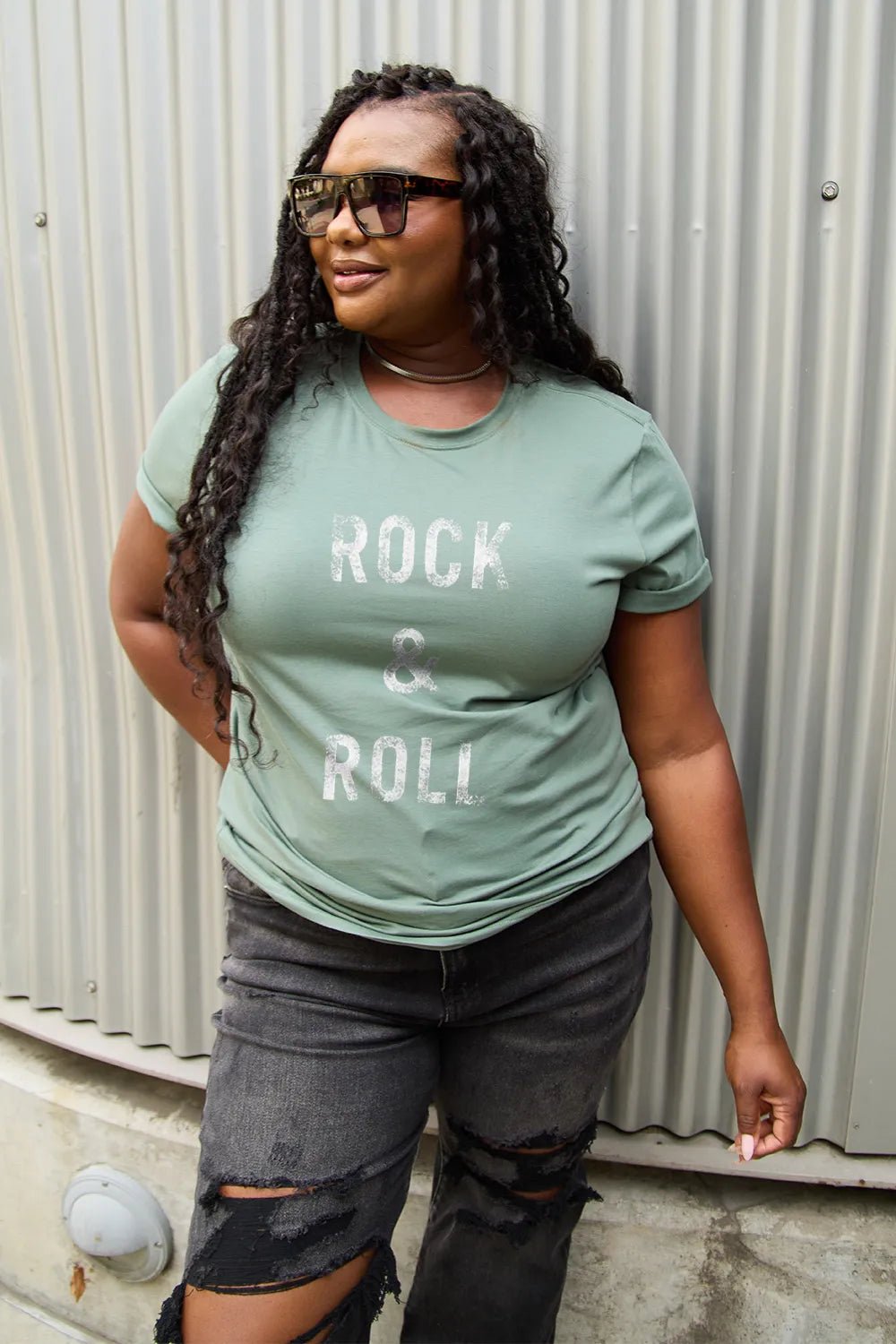 Simply Love Full Size ROCK & ROLL Short Sleeve T-Shirt - Lookzlike