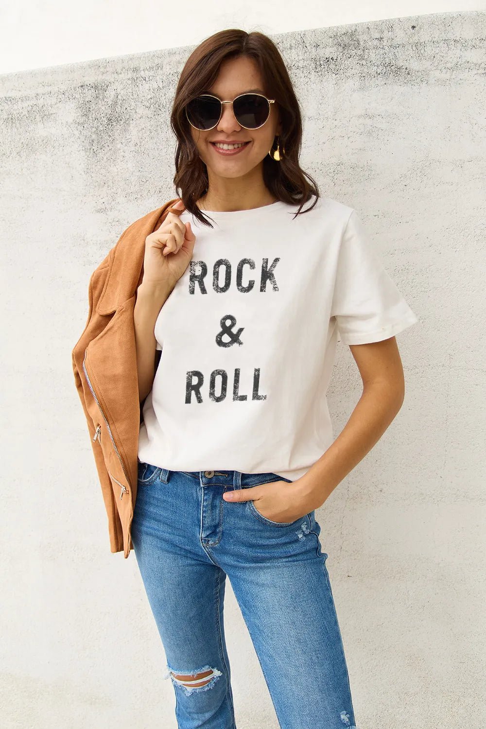 Simply Love Full Size ROCK & ROLL Short Sleeve T-Shirt - Lookzlike