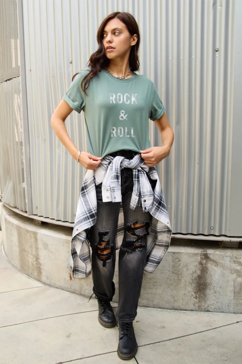 Simply Love Full Size ROCK & ROLL Short Sleeve T-Shirt - Lookzlike