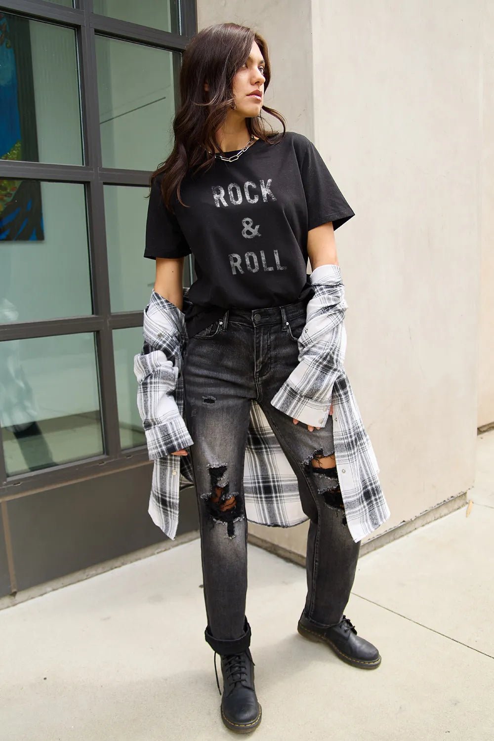 Simply Love Full Size ROCK & ROLL Short Sleeve T-Shirt - Lookzlike