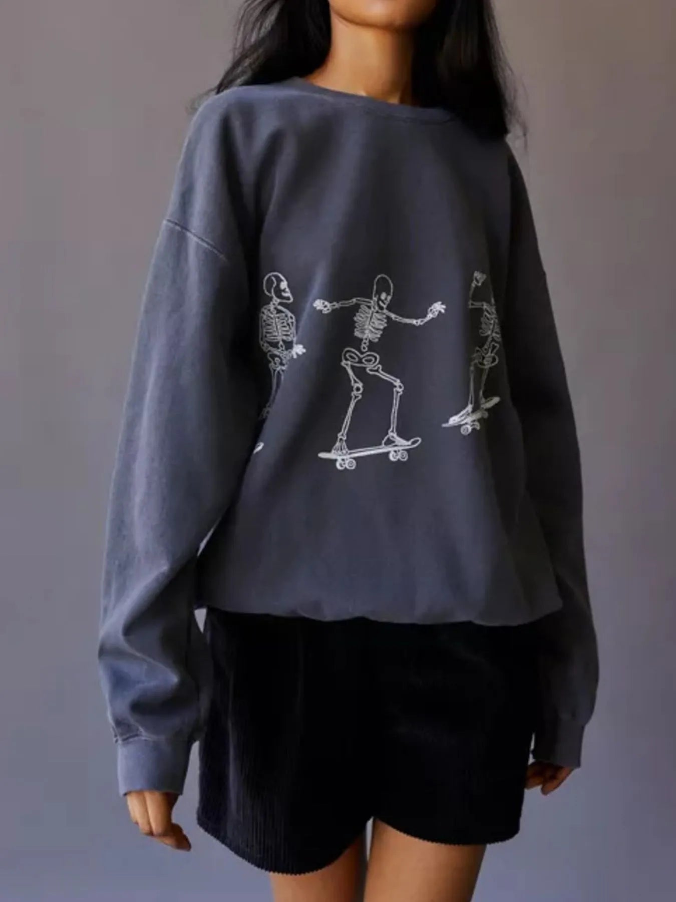 Skeleton Graphic Oversized Sweatshirt designed for comfort and style at Lookzlike