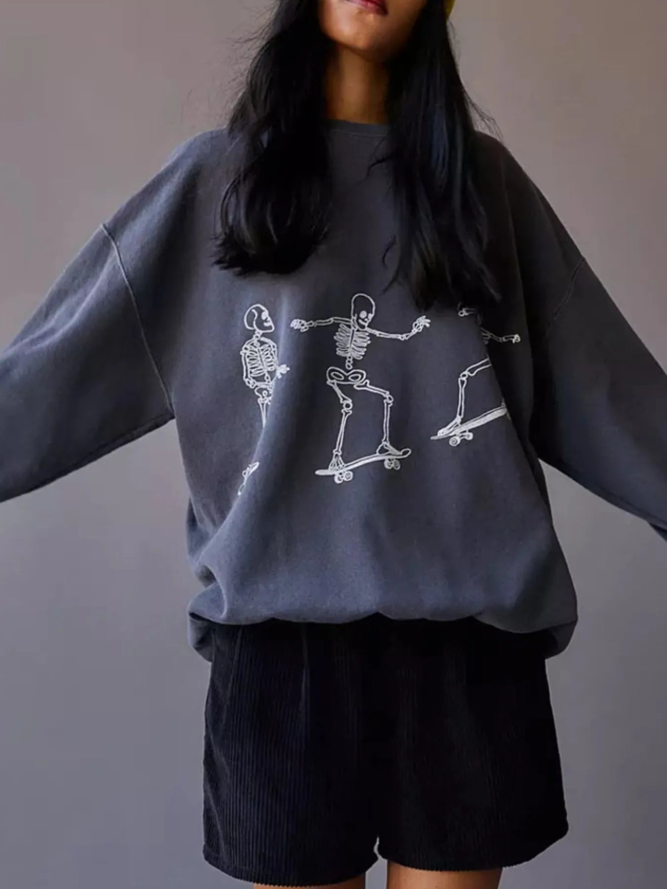 Skeleton Graphic Oversized Sweatshirt designed for comfort and style at Lookzlike