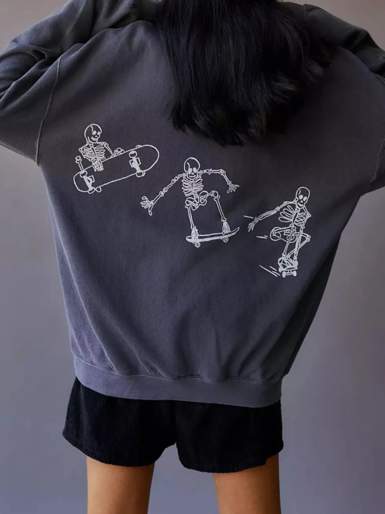 Skeleton Graphic Oversized Sweatshirt designed for comfort and style at Lookzlike