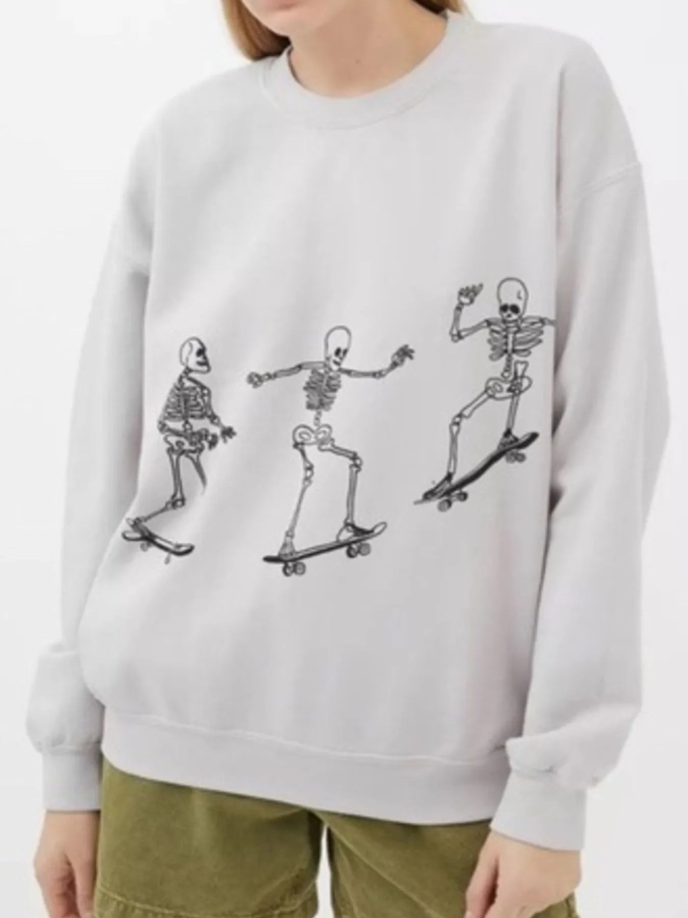 Skeleton Graphic Oversized Sweatshirt designed for comfort and style at Lookzlike