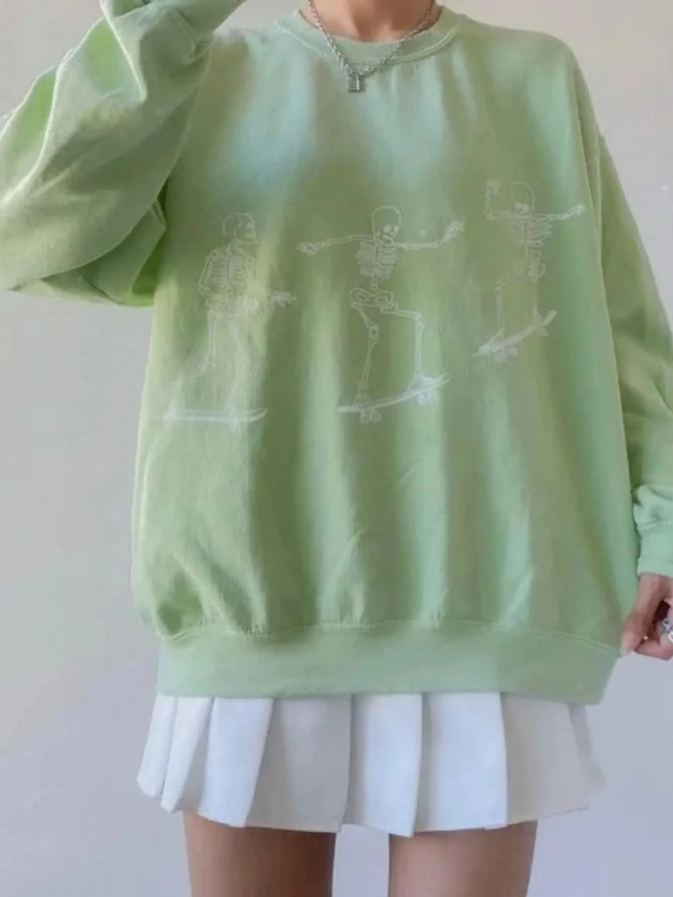 Skeleton Graphic Oversized Sweatshirt designed for comfort and style at Lookzlike