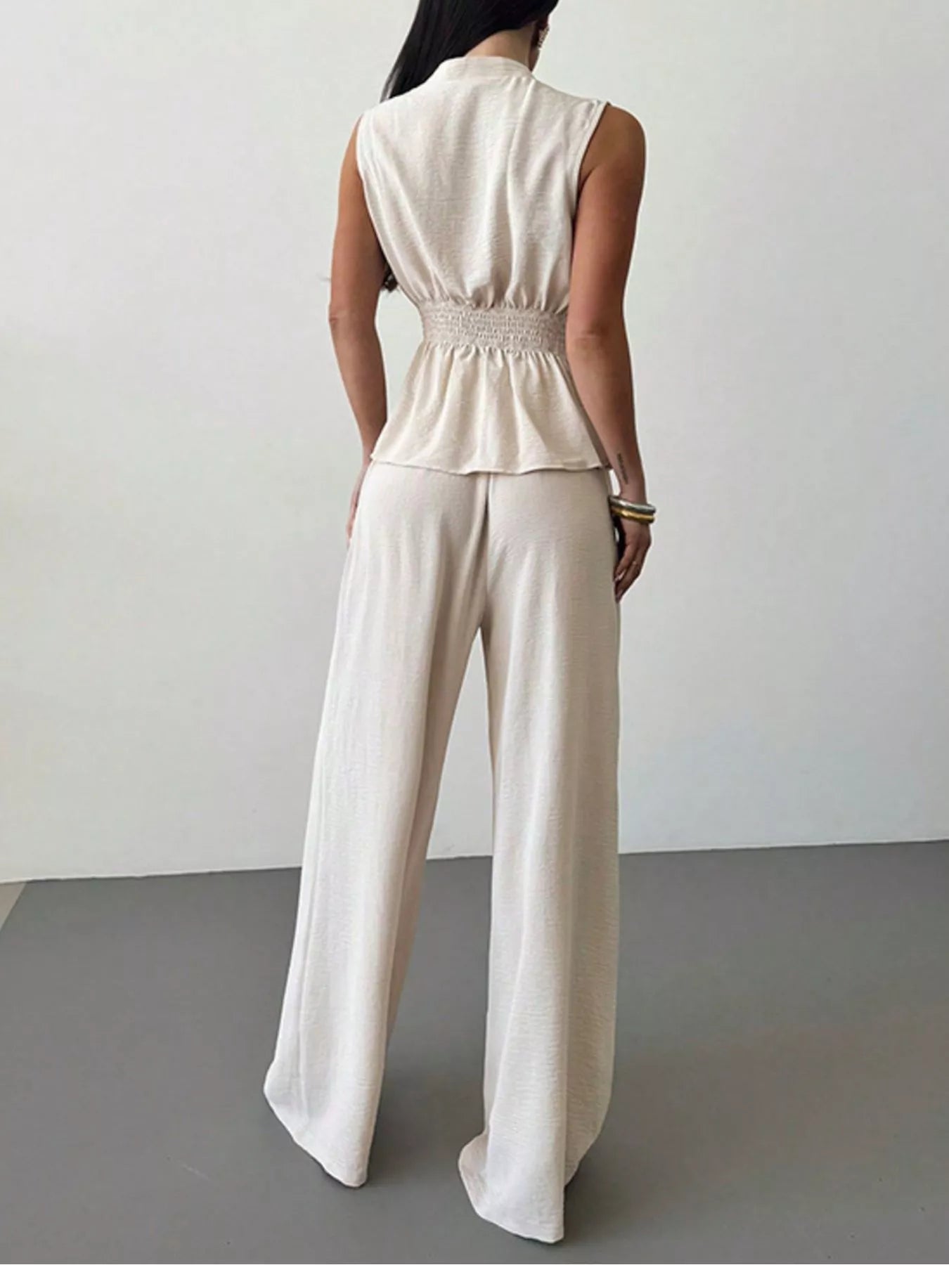 Sleeveless Top and Wide-Leg Pants Set designed for comfort and style at Lookzlike