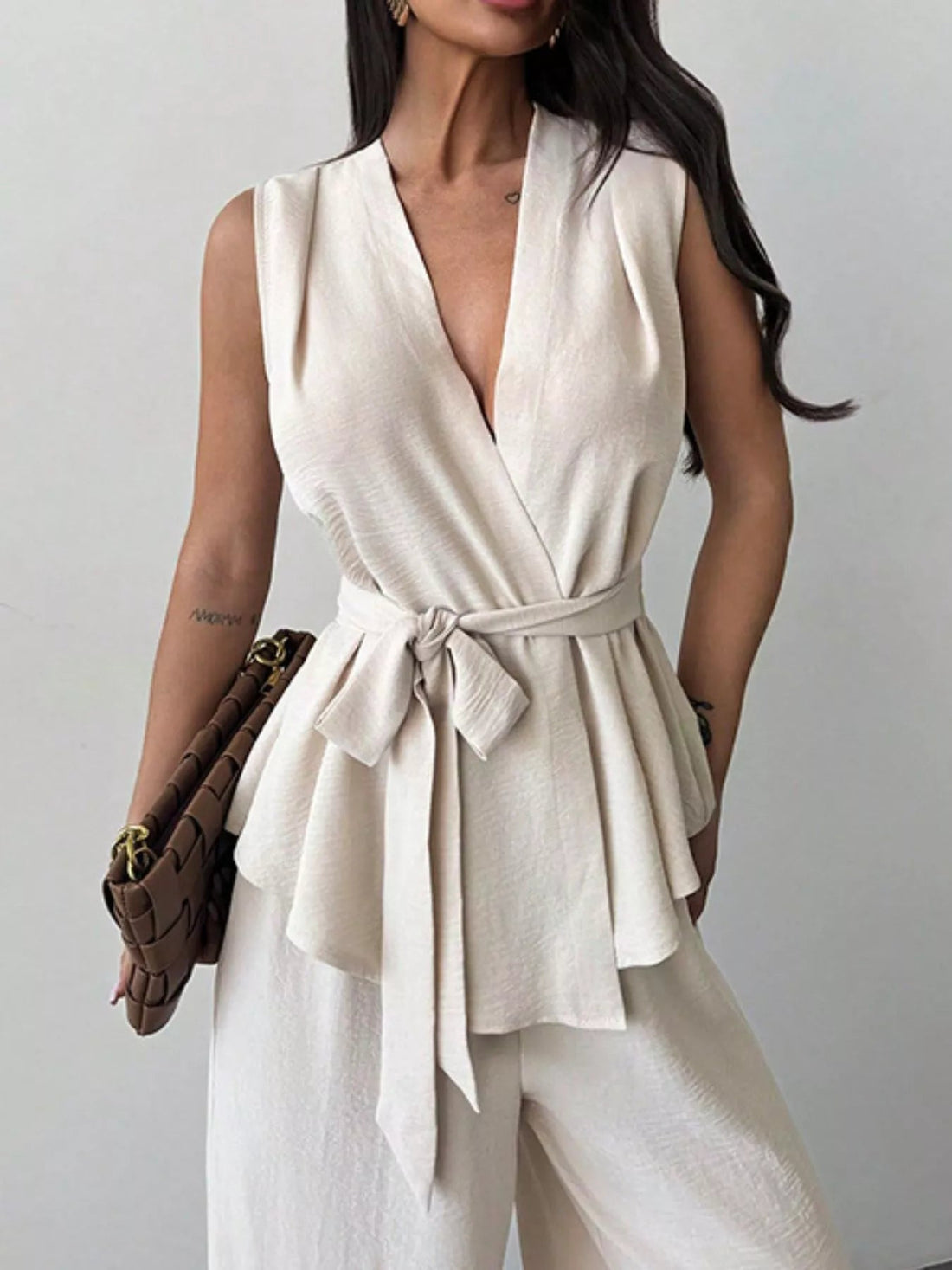 Sleeveless Top and Wide-Leg Pants Set designed for comfort and style at Lookzlike