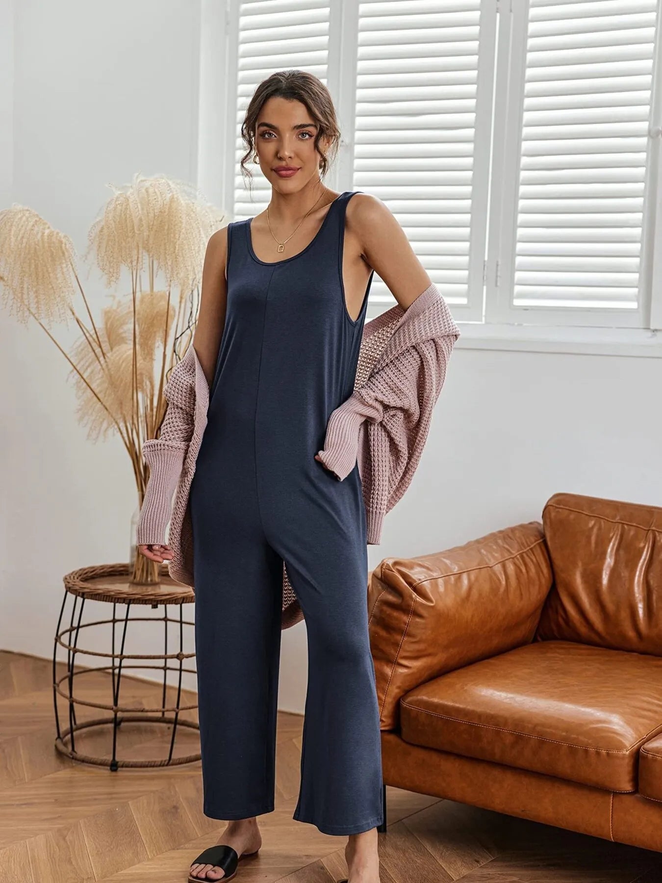 Sleeveless Wide Leg Casual Jumpsuit - Lookzlike