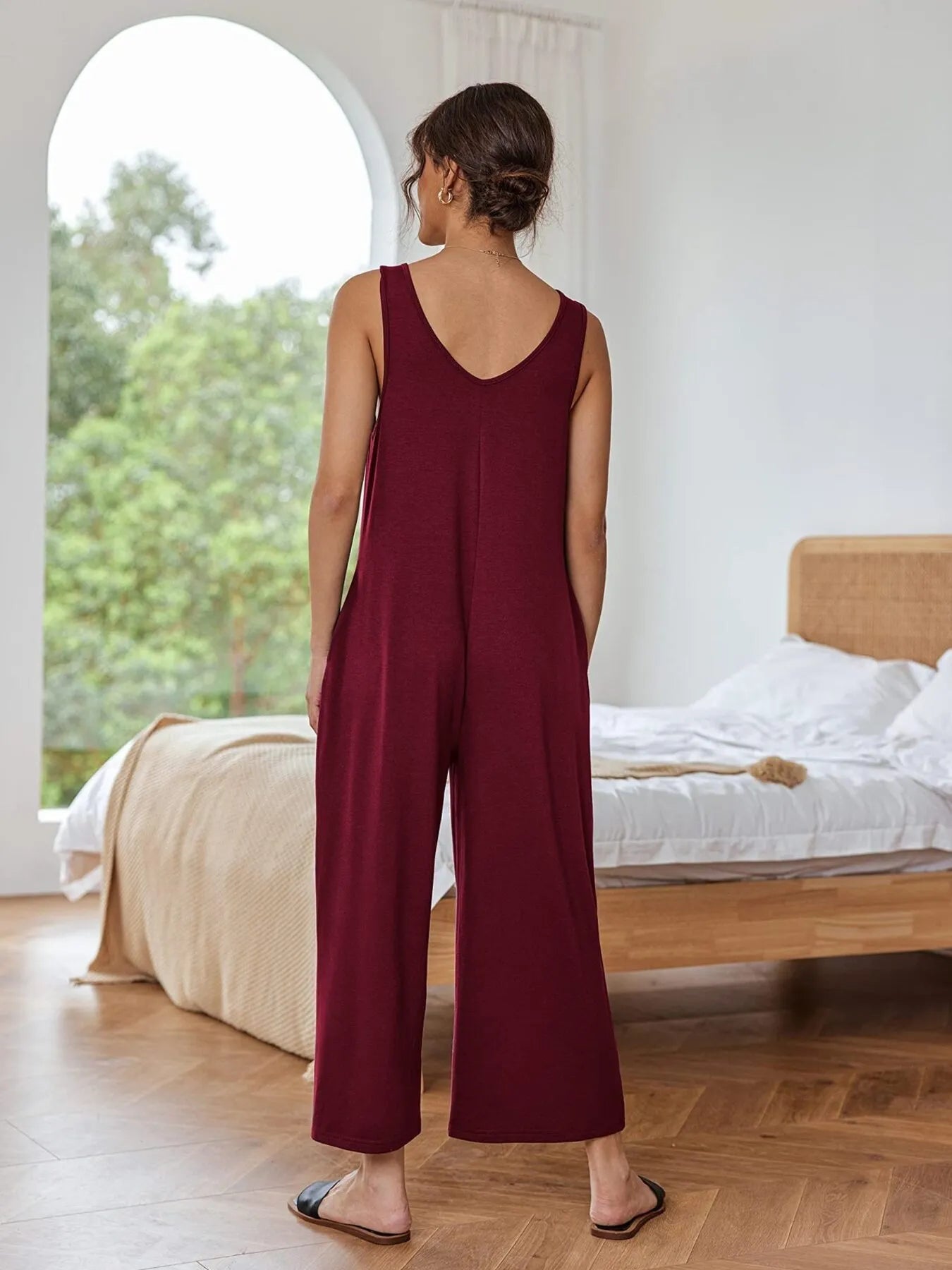 Sleeveless Wide Leg Casual Jumpsuit - Lookzlike