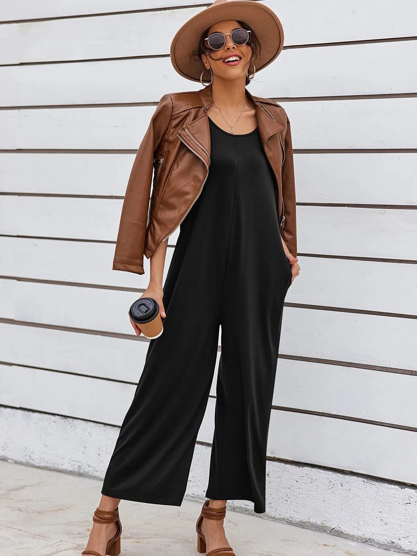 Sleeveless Wide Leg Casual Jumpsuit - Lookzlike