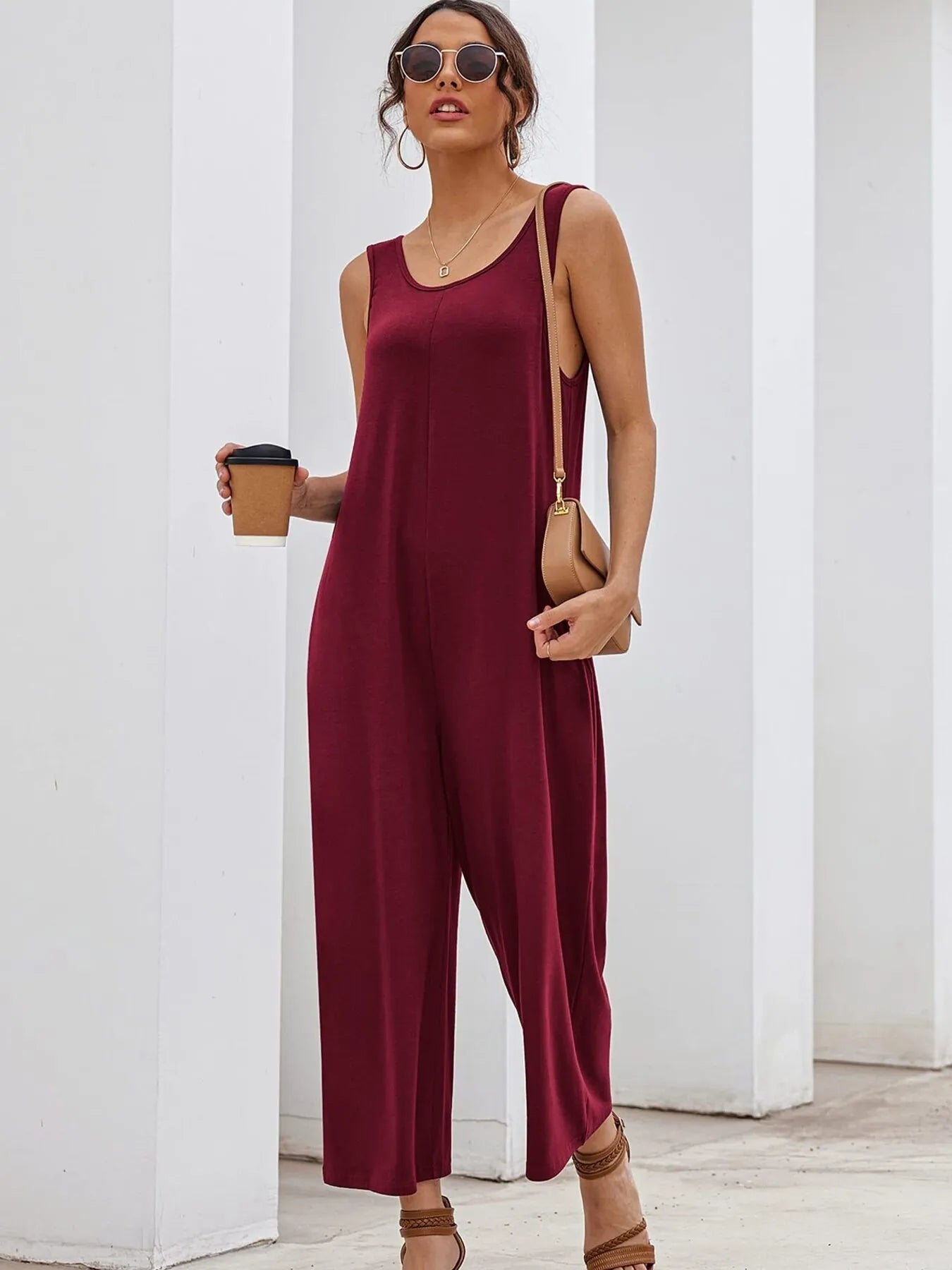 Sleeveless Wide Leg Casual Jumpsuit - Lookzlike