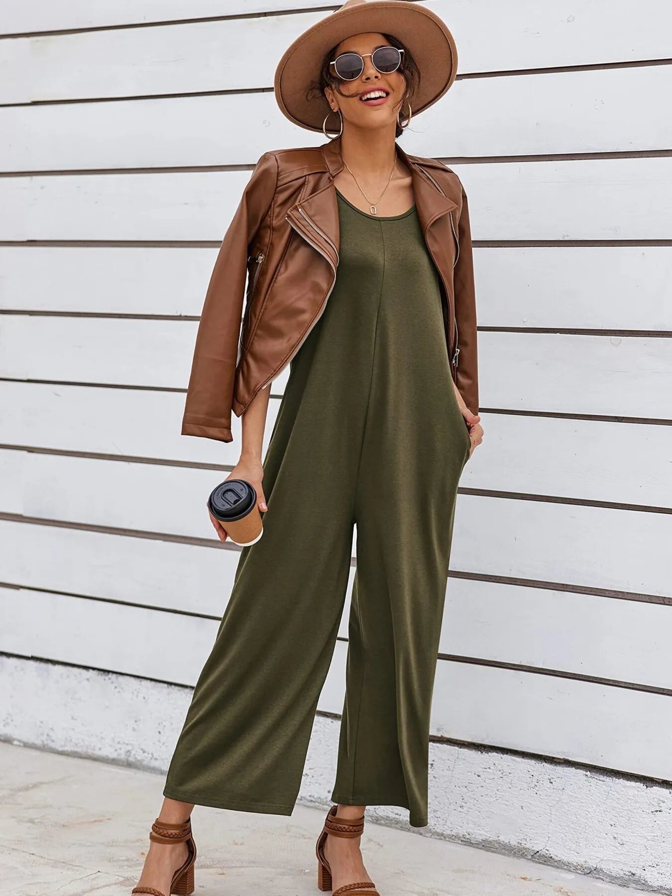 Sleeveless Wide Leg Casual Jumpsuit - Lookzlike
