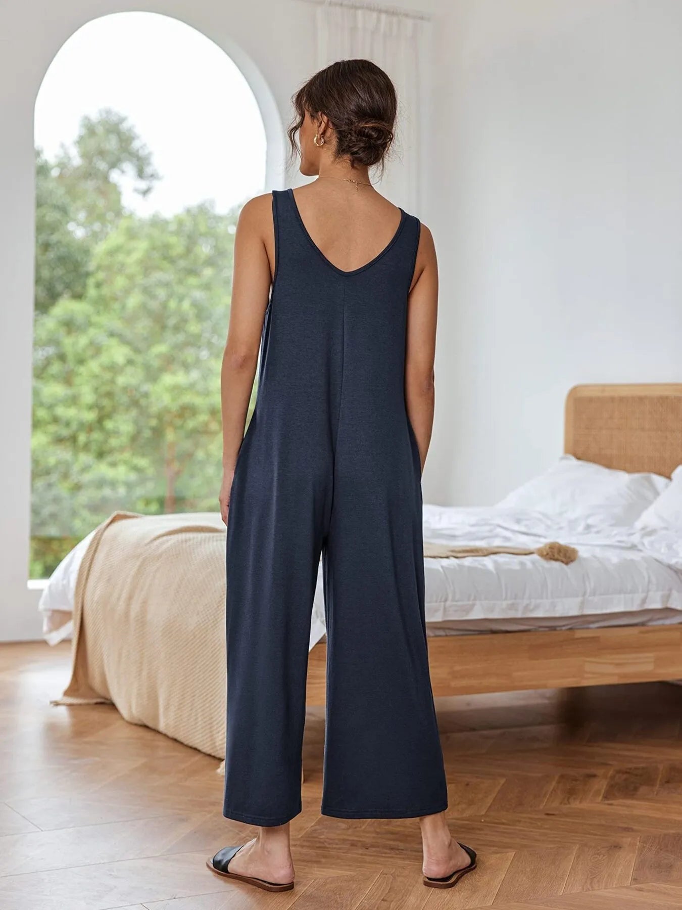 Sleeveless Wide Leg Casual Jumpsuit - Lookzlike