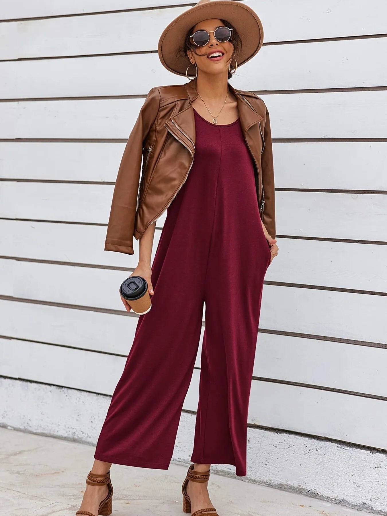 Sleeveless Wide Leg Casual Jumpsuit - Lookzlike
