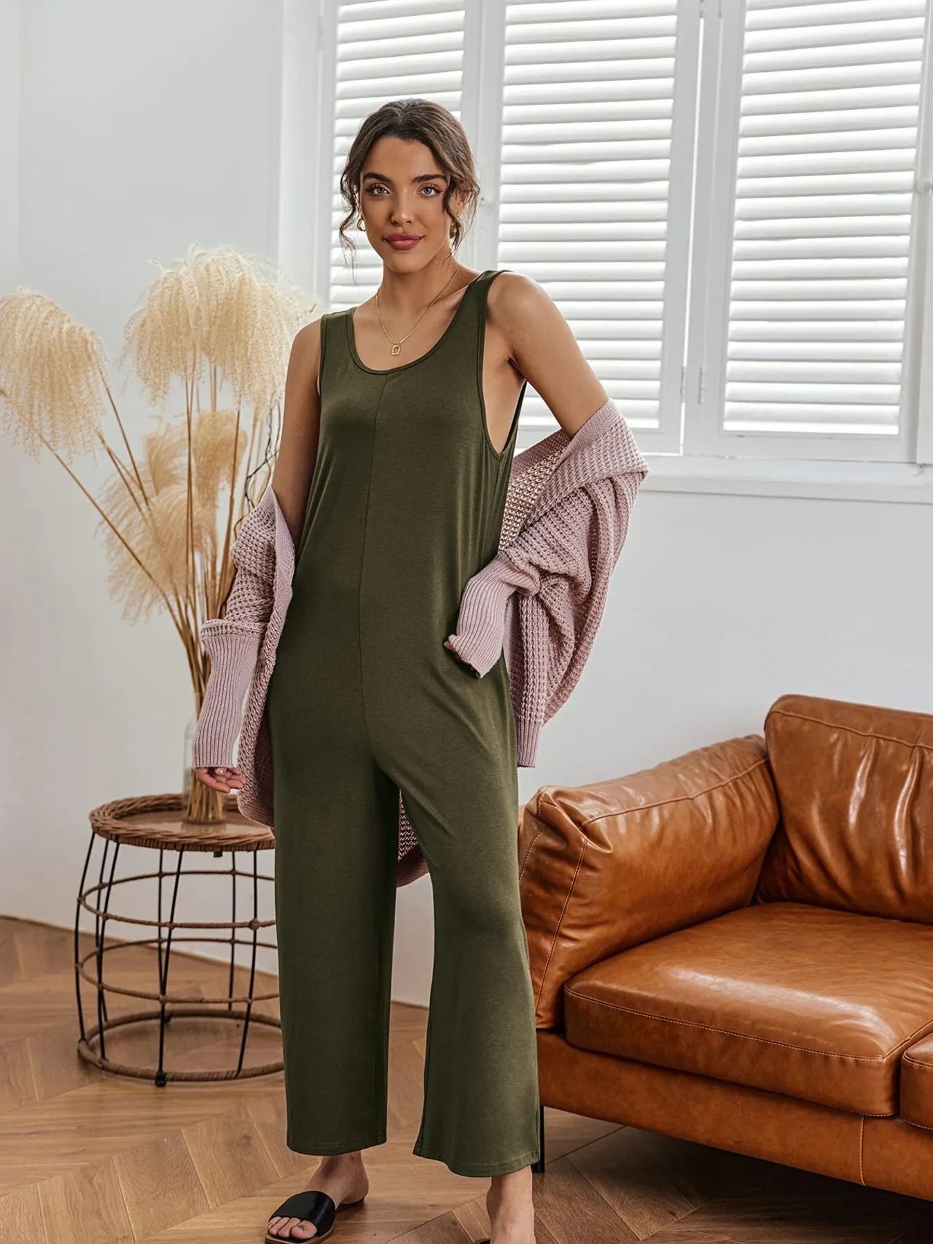 Sleeveless Wide Leg Casual Jumpsuit - Lookzlike