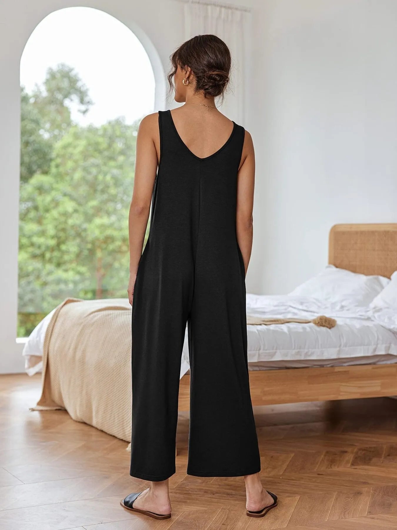Sleeveless Wide Leg Casual Jumpsuit - Lookzlike