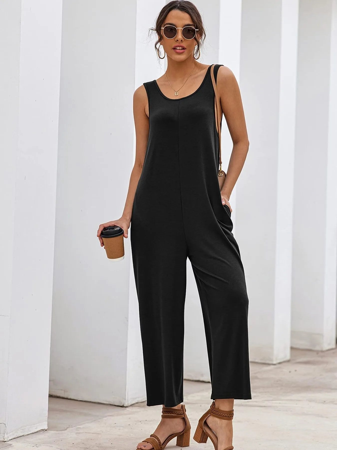 Sleeveless Wide Leg Casual Jumpsuit - Lookzlike