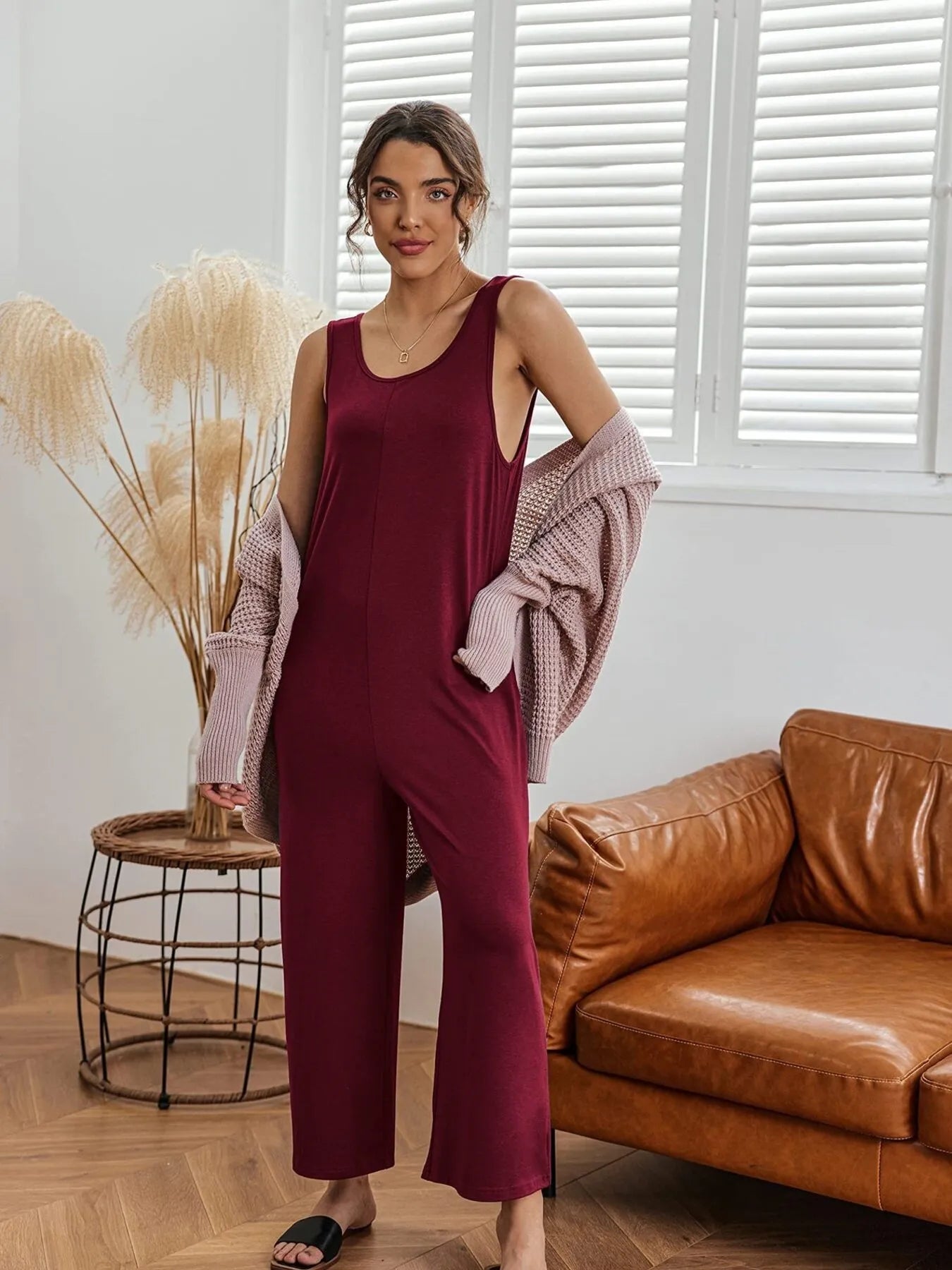 Sleeveless Wide Leg Casual Jumpsuit - Lookzlike