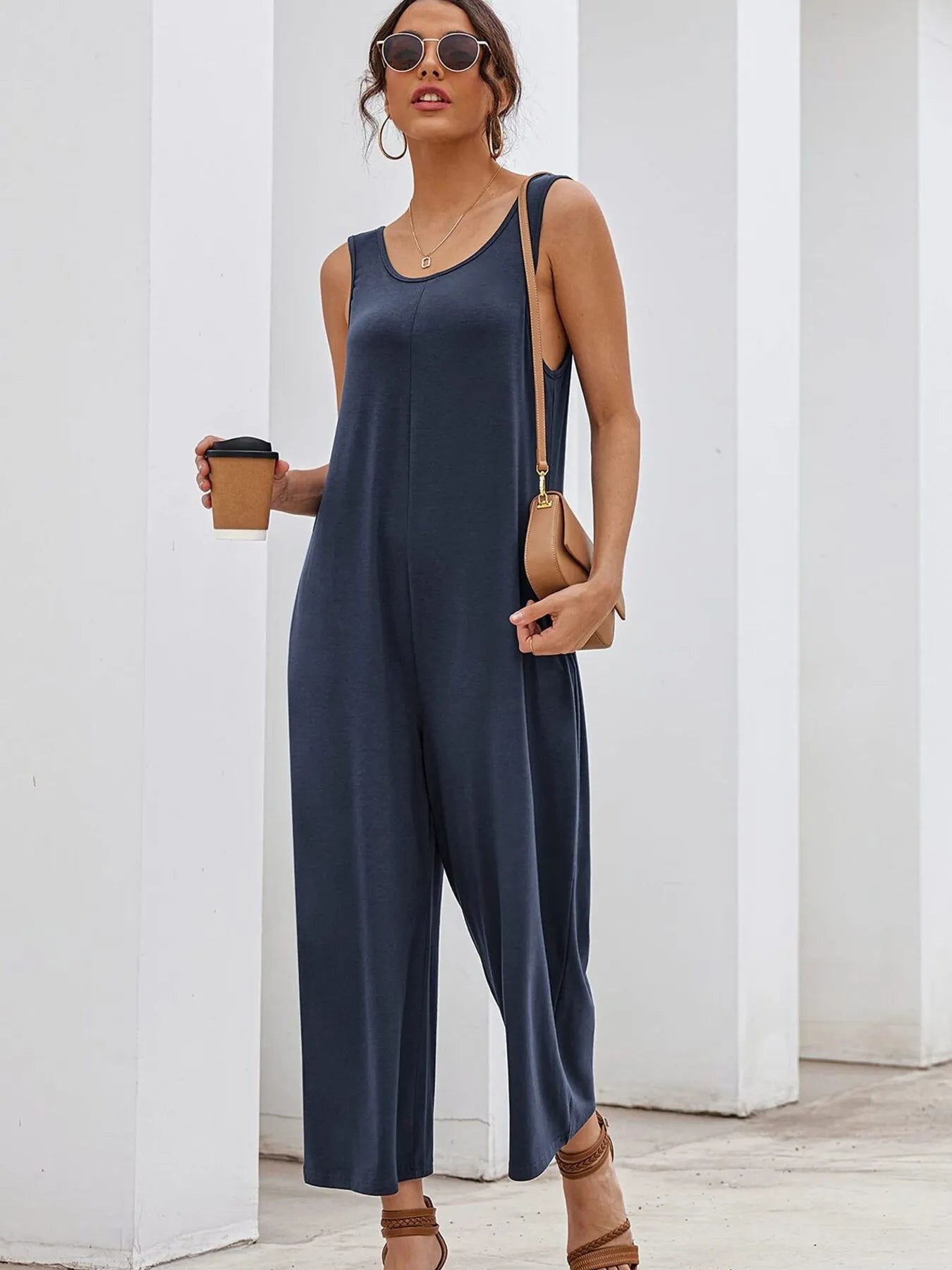 Sleeveless Wide Leg Casual Jumpsuit - Lookzlike