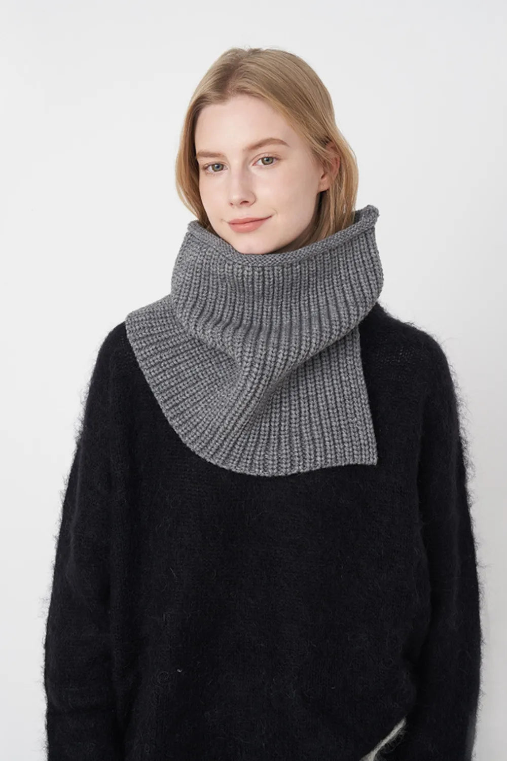 Slit Pullover Knit Scarf - Lookzlike